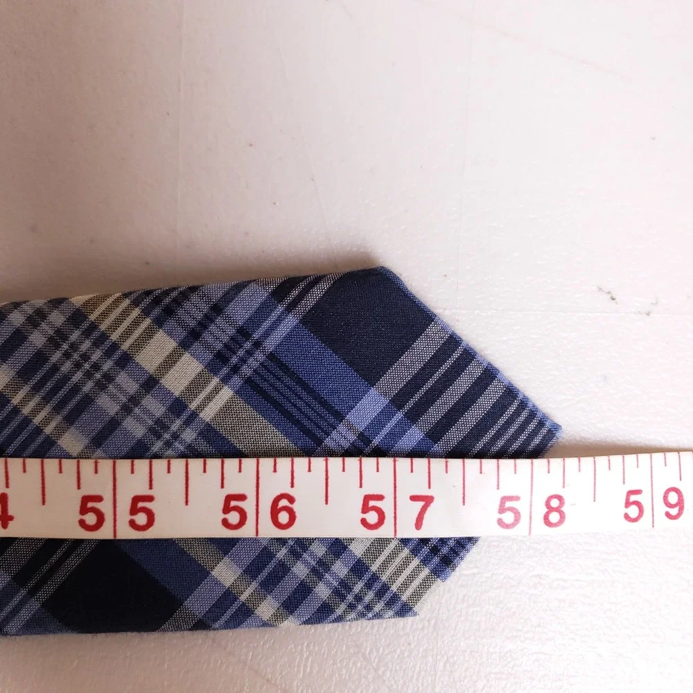Alfani Plaid Necktie‎ Mens Blue Cotton Blend Preppy Prep Classic Geometric Ties